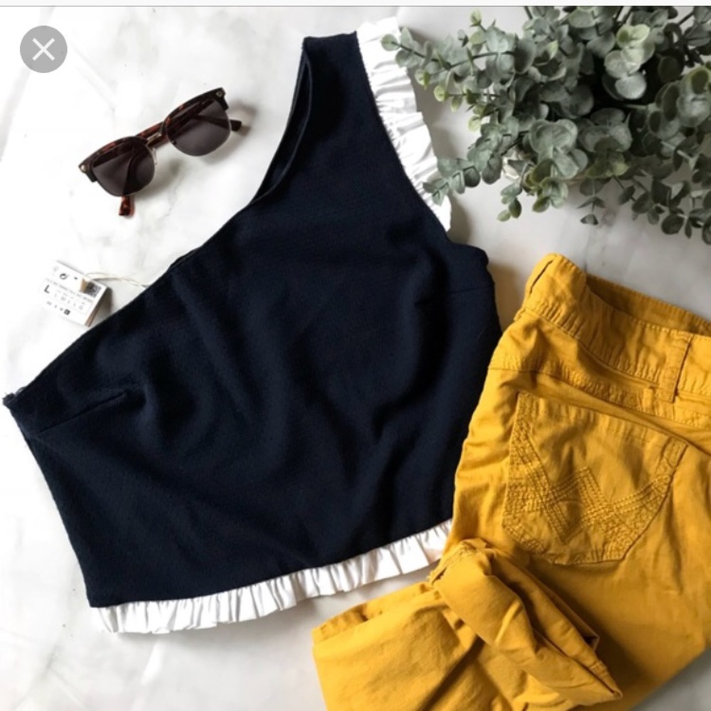 Zara one shoulder crop top size Large - Picture 2 of 4